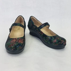 ALEGRIA Flair Wedge Mary Jane Women 8.5 Metallic Winter Garden Heel Comfort Shoe - Picture 1 of 18