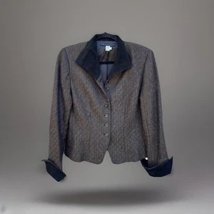 Peruvian Connection Heathcliff Tweed Alpaca Wool Jacket Brown Size 4 - Picture 1 of 8