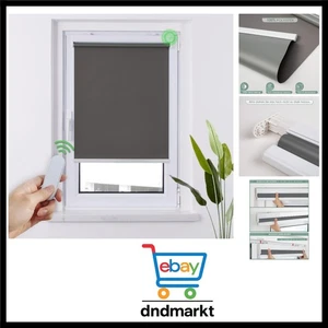 M100 Elektrische Rollos Verdunkelungsrollo mit Motor & Fernbedienung, Dunkelg... - Bild 1 von 10