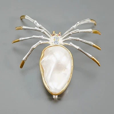 Broche de perlas barrocas naturales hechas a mano de plata de ley 925/NB28763 Foto 1 de 4