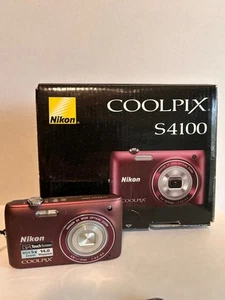 Nikon Coolpix S4100 14MP Digital Camera Plum/Purple Tested & Working - Picture 1 of 8