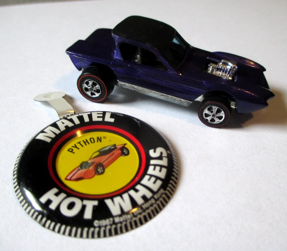 1967 MATTEL HOT WHEELS REDLINE PYTHON- PURPLE W BUTTON- HK-HIGH END EXAMPLE - Image 1 of 4