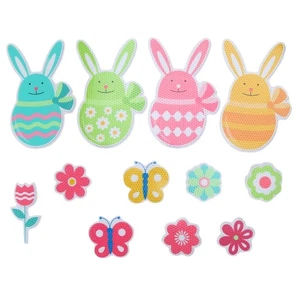 1 Set Easter Bunny Reflective Magnet Car Decorations Easter Eggs Flowers Sticker - Picture 1 of 8