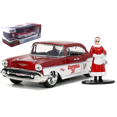 CHEVROLET BEL AIR 1957 MRS.SANTA CLAUS WHITE/RED 1:32 Jada Toys Tuning Modellino - Immagine 1 di 3