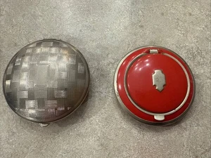 Vintage Lot 2 Art Deco kompakt Richard Hudnut drei Blumen & rote Emaille beide Spiegel - Bild 1 von 11