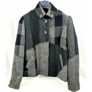 Coldwater Creek Damen Jacke Mantel schwarz kariert Taillenlänge Knöpfe Taschen 10 - Bild 1 von 12