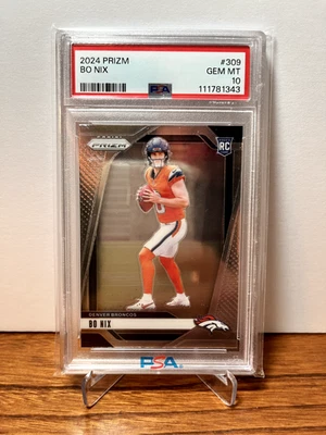 2024 Panini Prizm Bo Nix Rookie RC #309 PSA 10 Gem Mint - Image 1 of 3