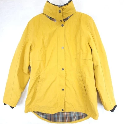 Pendleton Mujer M Impermeable Chaqueta de Lluvia Abrigo Capucha Oculta Amarillo Forrado a Cuadros Foto 1 de 4