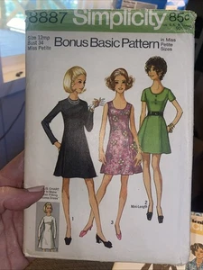 Vintage 1970 Simplicity Pattern Bonus 8887 Size 12 Misses Petite Cut Complete  - Picture 1 of 3