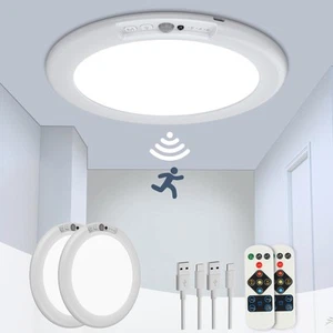 2 Pack Rechargeable Motion Sensor Ceiling Light, Wireless Ceiling Lights Batt... - Picture 1 of 7
