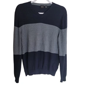Boss Hugo Boss Wollpullover Herren Gr. Large L dunkelblau gestreift V-Ausschnitt Preppy - Bild 1 von 11
