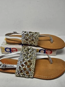 Bamboo Woven Thong Slingback Sandals Buckle Faux Leather Womens Shoes SZ 7.5 - Picture 1 of 7