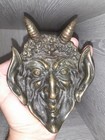 Antique Old Bronze Ashtray Devil Satan Demon Mephistopheles USSR, 490 grams