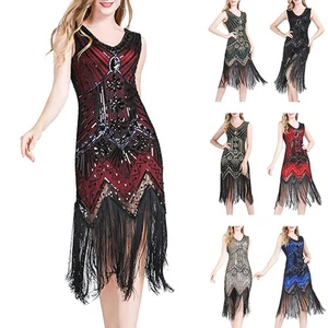 Fashion Women\'s Dress With Sequins And Tassel Women1920s Club Elegant - Picture 1 of 18