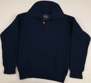Vintage 70s 80s Atlantis Heavy Thick Virgin Wool Knit Sweater Rare USA M Navy - Bild 1 von 5