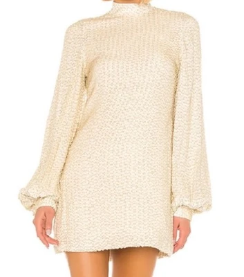 Alexis Alyna Sequin Mini Dress Size Small Ivory Long Blouson Sleeve - Image 1 of 4