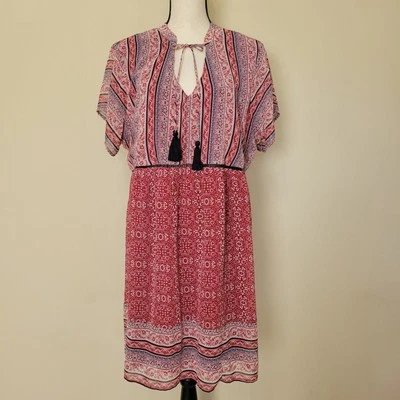 Vestido Knox Rose XXL Borlas Manga Corta Cuello en V Forrado Rodilla Boho Pradera Hippie Foto 1 de 4