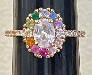 Anillos Arco Iris Bomb Party Lab Topacio Blanco Circonita cúbica Chapados en Oro Rosa Talla 6 - Imagen 1 de 8