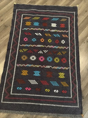 Alfombra marroquí vintage hecha a mano alfombra roja boujaad alfombra geométrica tribal de lana Foto 1 de 4