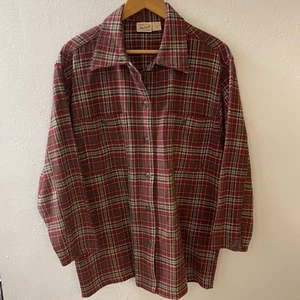 Camicia vintage Woolrich lana flanella donna media rossa a quadri made in USA - Foto 1 di 7