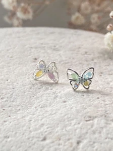 Beautiful Multi Cut With Color Gemstone Butterfly Shape Women's Wedding Earring - Picture 1 of 8