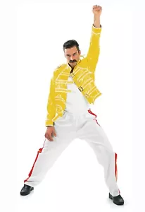 Mens Freddie Mercury Costume 80s Freddy Queen 1980s Rocker Star Rock N Roll - Picture 1 of 3