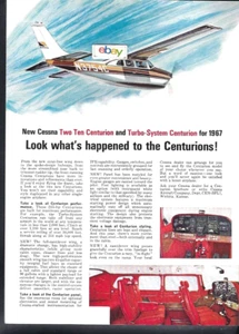 CESSNA AIRCRAFT COMPANY 1966 2 PG CESSNA CENTURIAN AD - Bild 1 von 2