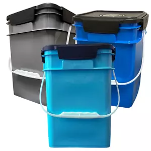 4 Gallon Square Food Grade Bucket Pail with Plastic Handles Lids- Made in USA - Picture 1 of 6