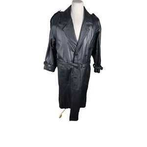 Phase 2 Mens L Black Removable Faux Fur Lining Long Leather Coat NWT SH75 - Picture 1 of 24