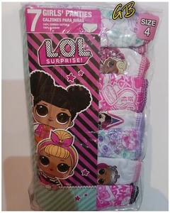 LOL Surprise Girl's Underwear Panties 7-Pack 100% Cotton- Size 4 - Picture 1 of 6