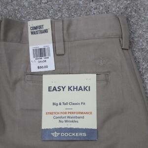 Dockers Pants NWT Men's 34x38 Beige Ease Khaki Comfort Waistband Stretch Chino