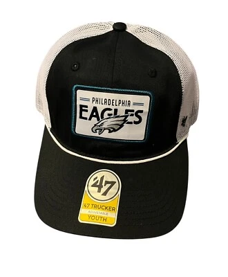 Philadelphia Eagles 47 Trucker Sombrero Juvenil Ajustable Negro/Blanco NUEVO Foto 1 de 4