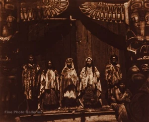 1914/90 EDWARD CURTIS American Indian Kwakiutl Bridal Party GOLDTONE Photo Art - Picture 1 of 1