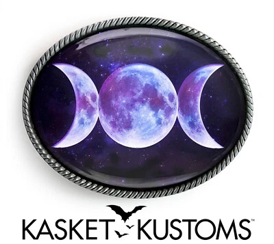 Triple Moon Goddess Belt Buckle Wicca High Quality Artisan Handmade - Image 1 of 4