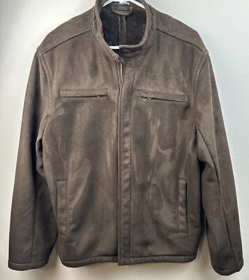 Claiborne Outerwear Men’s Chocolate Brown Faux Sued Jacket Medium - Image 1 of 4