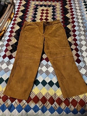 Pantalones Express vintage de cuero marrón 100 % genuino para mujer talla 8 Foto 1 de 4