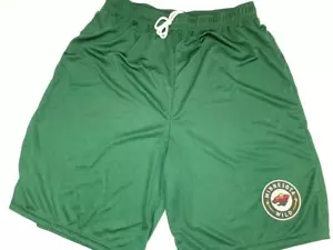 0724-7 Mens MINNESOTA WILD Polyester Jersey SHORTS EMBROIDERED GREEN NEW - Picture 1 of 1