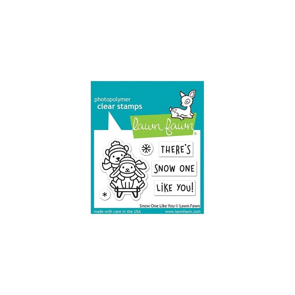 Crafts Lawn Fawn Clear Stamps There's Snow One Like You! Sledding Bear Bunny - Image 1 of 1