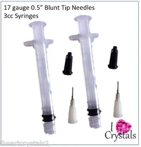 3cc 3ml syringe 17 gauge WHITE Blunt Needle Tips Glue Adhesive Nails Rhinestones - Picture 1 of 2