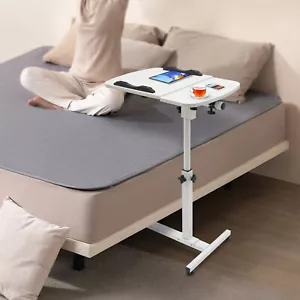 Rolling Laptop Desk Stand Sofa Table Overbed Food Tray Rack Height Adjustable - Picture 1 of 22