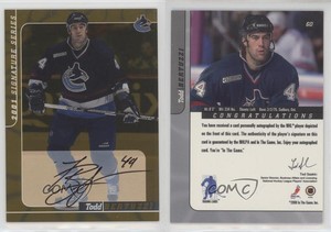 2000-01 ITG Be A Player Signature Series Auto Gold Todd Bertuzzi #60 Auto