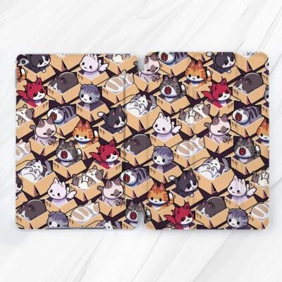 Cute Cats Boxes Kawaii Animal Case For iPad 10.2 Air 3 4 5 Pro 9.7 11 12.9 Mini - Image 1 of 4