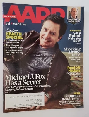 AARP Magazine April / May 2017 MICHAEL J FOX George W Bush  - Image 1 of 2