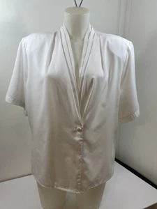 VTG Christie & Jill White Pleated Blouse Short Sleeves  Size 18 - Picture 1 of 10