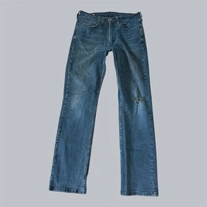 Levis 514 Jeans Mens 34x34 Dark Wash Ripped Knee Classic Straight Fit #0742 - Picture 1 of 12