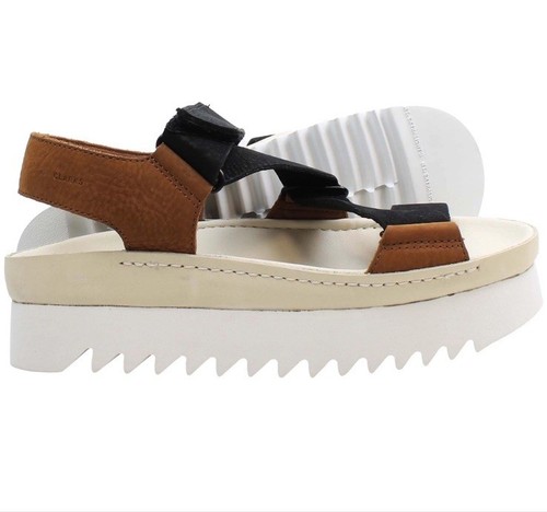 Sandali Clarks Originals RANGER ELVTD da donna marroni combinati in pelle nabuk taglia UK 7D