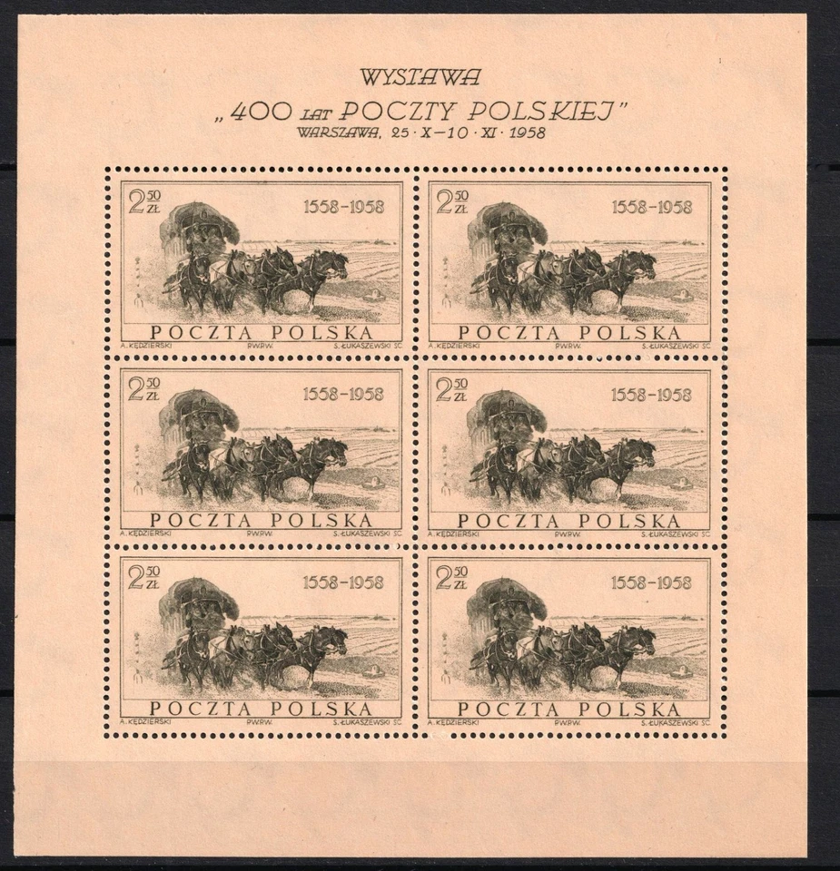 1958 People's Republic of Poland Mi. 1072 Miniature Sheet CV $20 MNH - Image 1 of 1