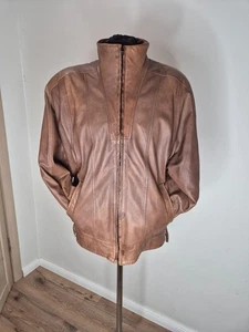 Vintage 80er-90er braune Lederjacke Damen EU 38 M wattierte Schultern Schweden " - Bild 1 von 14