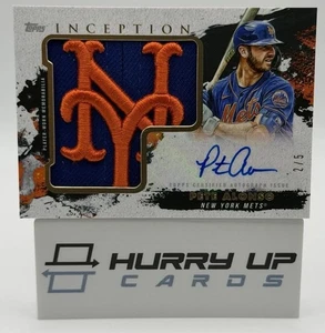 Patch cappello jumbo 2021 Topps Inception Pete Alonso RELIC AUTO Mets logo /5 #AHP-PA - Foto 1 di 9