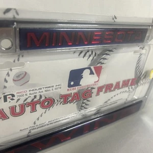 Minnesota Twins Metal License Plate Frame Red And Blue - Picture 1 of 4
